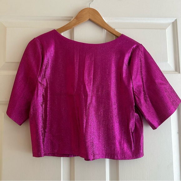 Ripley Radar Matte Fucsia Sequin Short Sleeve Boxy Top Medium - Picture 5 of 8